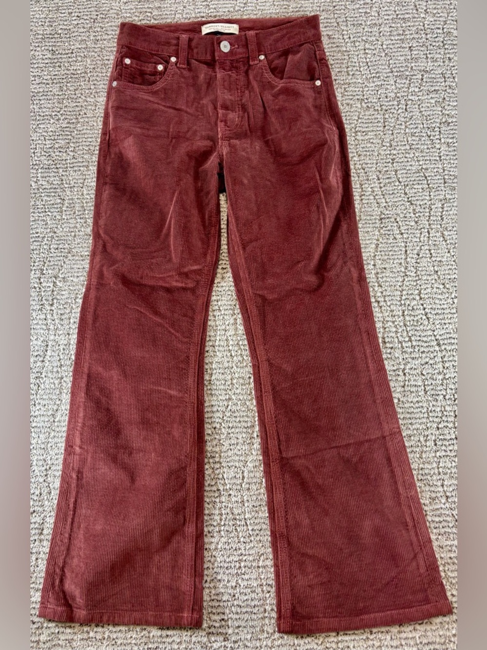 NEW Current/Elliott Women’s Size 26 Wine Corduroy‎ The Kick Jeans